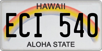 HI license plate ECI540