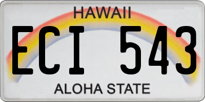 HI license plate ECI543