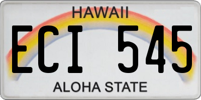 HI license plate ECI545