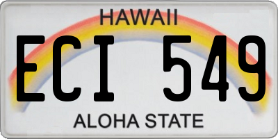 HI license plate ECI549