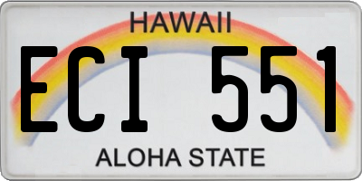 HI license plate ECI551