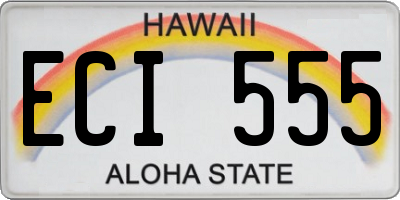 HI license plate ECI555