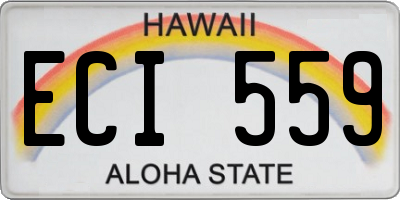 HI license plate ECI559