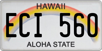 HI license plate ECI560