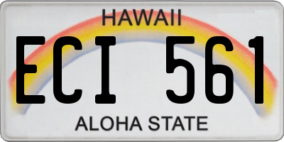 HI license plate ECI561