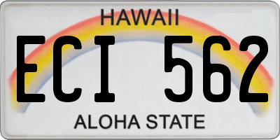 HI license plate ECI562