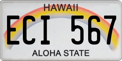 HI license plate ECI567