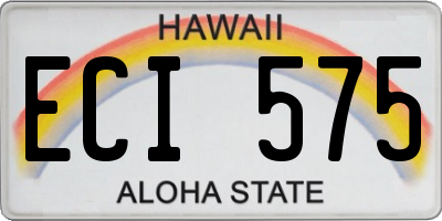 HI license plate ECI575