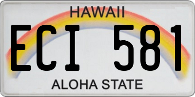 HI license plate ECI581