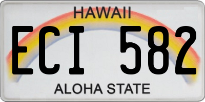 HI license plate ECI582