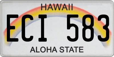 HI license plate ECI583