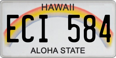HI license plate ECI584