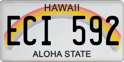 HI license plate ECI592