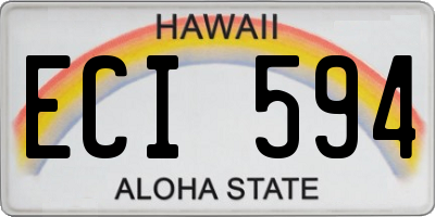 HI license plate ECI594