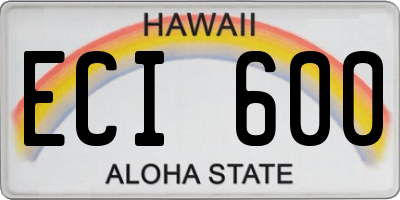 HI license plate ECI600