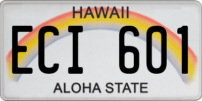 HI license plate ECI601