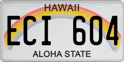 HI license plate ECI604