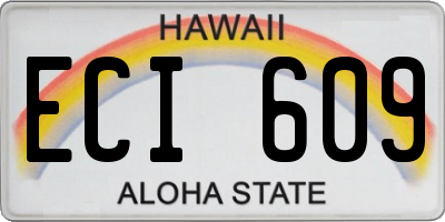 HI license plate ECI609