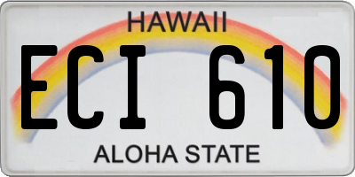 HI license plate ECI610
