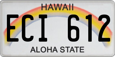 HI license plate ECI612