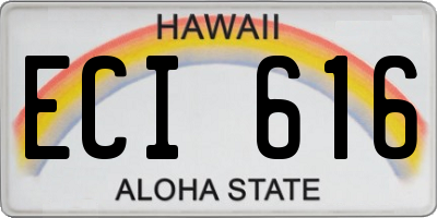 HI license plate ECI616