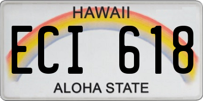 HI license plate ECI618