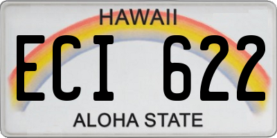 HI license plate ECI622