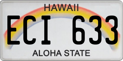 HI license plate ECI633