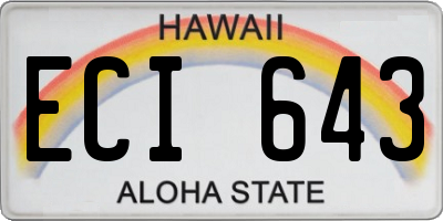 HI license plate ECI643