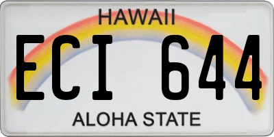 HI license plate ECI644