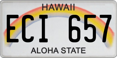 HI license plate ECI657
