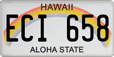 HI license plate ECI658