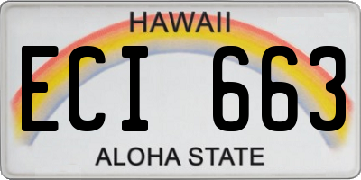 HI license plate ECI663