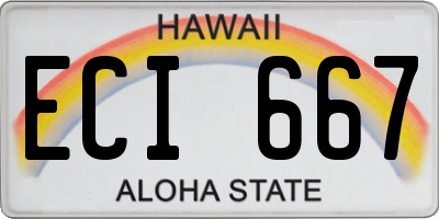 HI license plate ECI667