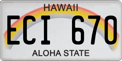 HI license plate ECI670