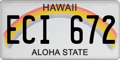 HI license plate ECI672