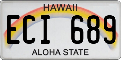 HI license plate ECI689