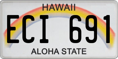 HI license plate ECI691