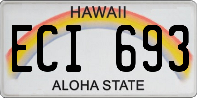 HI license plate ECI693