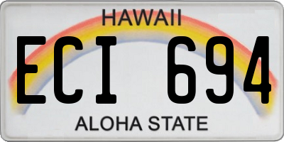 HI license plate ECI694