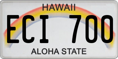 HI license plate ECI700