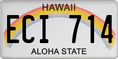 HI license plate ECI714