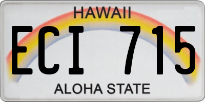 HI license plate ECI715