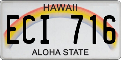 HI license plate ECI716
