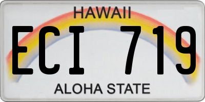 HI license plate ECI719