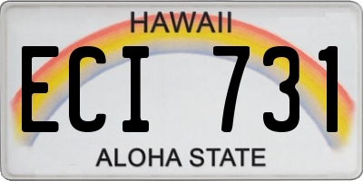 HI license plate ECI731