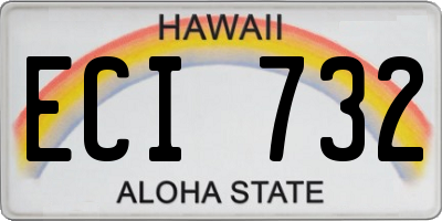 HI license plate ECI732