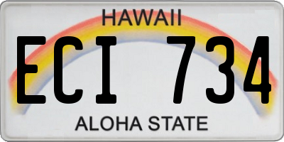 HI license plate ECI734