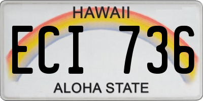 HI license plate ECI736