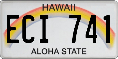 HI license plate ECI741